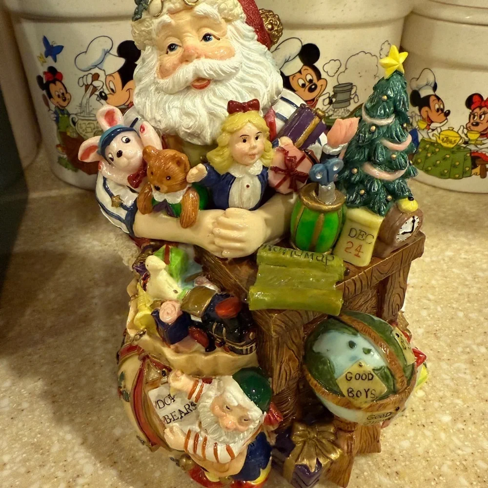 Fitz & Floyd Santa and Musical Toys Music Box Christmas Decor Colorful Figurine